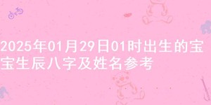 2025年01月29日01时出生的宝宝生辰八字及姓名参考