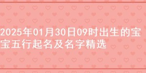 2025年01月30日09时出生的宝宝五行起名及名字精选