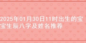 2025年01月30日11时出生的宝宝生辰八字及姓名推荐