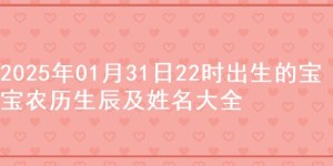 2025年01月31日22时出生的宝宝农历生辰及姓名大全