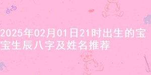 2025年02月01日21时出生的宝宝生辰八字及姓名推荐