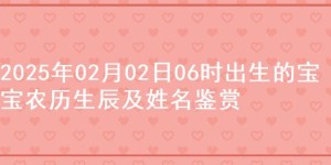 2025年02月02日06时出生的宝宝农历生辰及姓名鉴赏