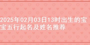 2025年02月03日13时出生的宝宝五行起名及姓名推荐