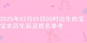 2025年02月05日05时出生的宝宝农历生辰及姓名参考