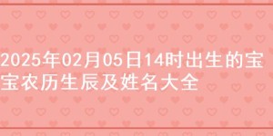 2025年02月05日14时出生的宝宝农历生辰及姓名大全