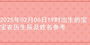 2025年02月06日19时出生的宝宝农历生辰及姓名参考