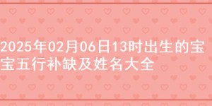 2025年02月06日13时出生的宝宝五行补缺及姓名大全