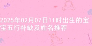 2025年02月07日11时出生的宝宝五行补缺及姓名推荐