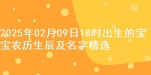 2025年02月09日18时出生的宝宝农历生辰及名字精选