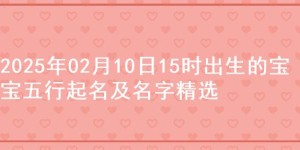 2025年02月10日15时出生的宝宝五行起名及名字精选