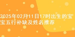 2025年02月11日17时出生的宝宝五行补缺及姓名推荐