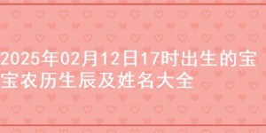 2025年02月12日17时出生的宝宝农历生辰及姓名大全