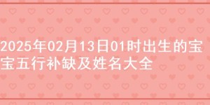 2025年02月13日01时出生的宝宝五行补缺及姓名大全