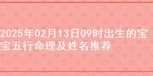 2025年02月13日09时出生的宝宝五行命理及姓名推荐