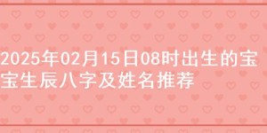 2025年02月15日08时出生的宝宝生辰八字及姓名推荐