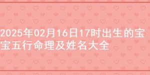 2025年02月16日17时出生的宝宝五行命理及姓名大全