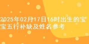 2025年02月17日16时出生的宝宝五行补缺及姓名参考