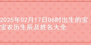 2025年02月17日06时出生的宝宝农历生辰及姓名大全