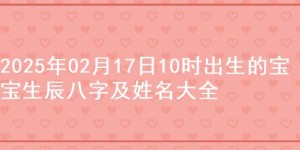 2025年02月17日10时出生的宝宝生辰八字及姓名大全