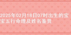 2025年02月18日07时出生的宝宝五行命理及姓名鉴赏