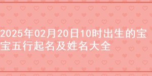 2025年02月20日10时出生的宝宝五行起名及姓名大全