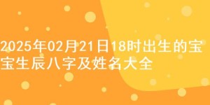 2025年02月21日18时出生的宝宝生辰八字及姓名大全