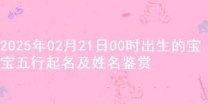 2025年02月21日00时出生的宝宝五行起名及姓名鉴赏