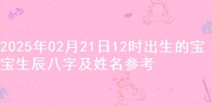 2025年02月21日12时出生的宝宝生辰八字及姓名参考