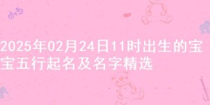 2025年02月24日11时出生的宝宝五行起名及名字精选