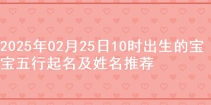 2025年02月25日10时出生的宝宝五行起名及姓名推荐