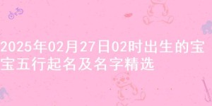 2025年02月27日02时出生的宝宝五行起名及名字精选