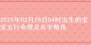 2025年02月28日04时出生的宝宝五行命理及名字精选