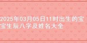 2025年03月05日11时出生的宝宝生辰八字及姓名大全