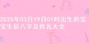 2025年03月19日01时出生的宝宝生辰八字及姓名大全