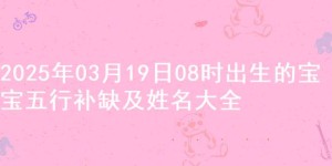 2025年03月19日08时出生的宝宝五行补缺及姓名大全