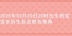 2025年03月20日20时出生的宝宝农历生辰及姓名推荐