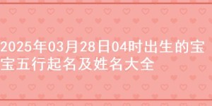 2025年03月28日04时出生的宝宝五行起名及姓名大全