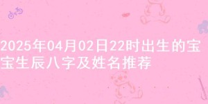 2025年04月02日22时出生的宝宝生辰八字及姓名推荐