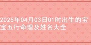 2025年04月03日01时出生的宝宝五行命理及姓名大全