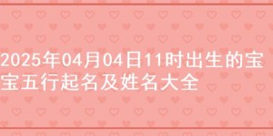 2025年04月04日11时出生的宝宝五行起名及姓名大全