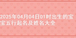 2025年04月04日01时出生的宝宝五行起名及姓名大全