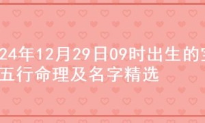 2024年12月29日09时出生的宝宝五行命理及名字精选