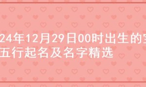 2024年12月29日00时出生的宝宝五行起名及名字精选