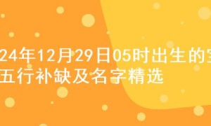 2024年12月29日05时出生的宝宝五行补缺及名字精选