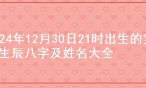 2024年12月30日21时出生的宝宝生辰八字及姓名大全