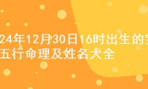 2024年12月30日16时出生的宝宝五行命理及姓名大全