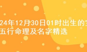 2024年12月30日01时出生的宝宝五行命理及名字精选