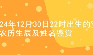 2024年12月30日22时出生的宝宝农历生辰及姓名鉴赏