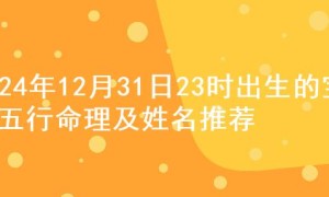 2024年12月31日23时出生的宝宝五行命理及姓名推荐