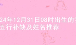 2024年12月31日08时出生的宝宝五行补缺及姓名推荐